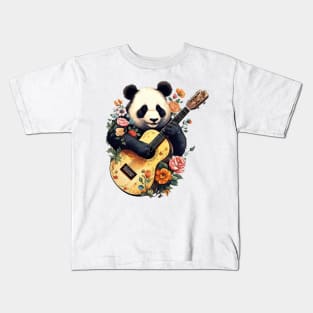 Panda Guitar Flowers Musical Kids T-Shirt